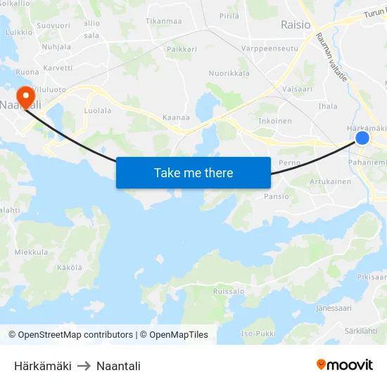 Härkämäki to Naantali map