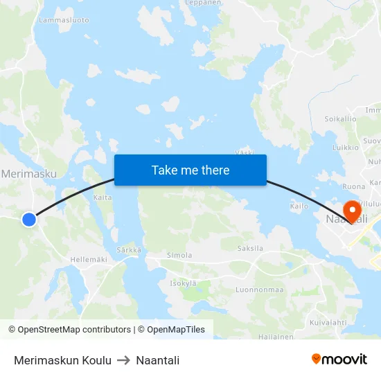 Merimaskun Koulu to Naantali map