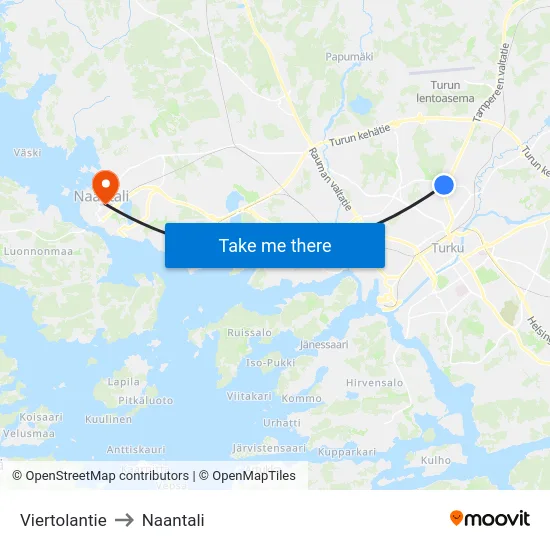 Viertolantie to Naantali map