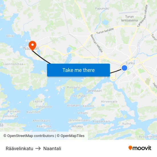 Räävelinkatu to Naantali map
