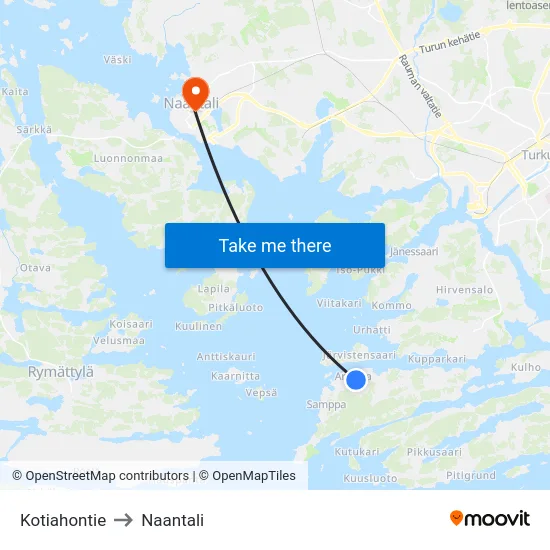 Kotiahontie to Naantali map