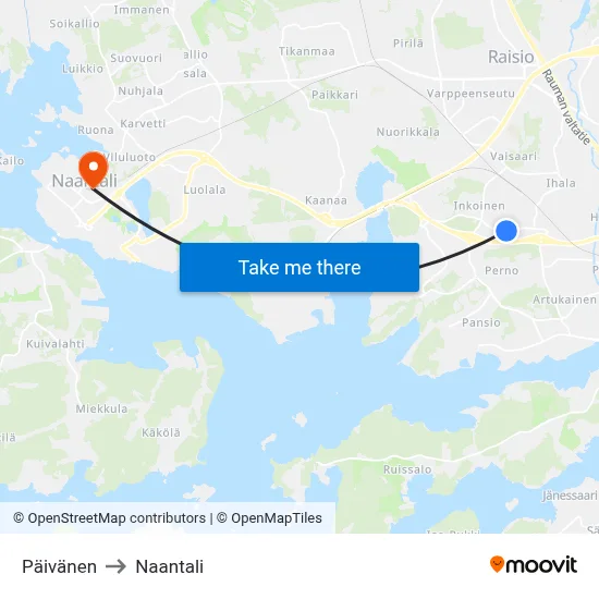Päivänen to Naantali map