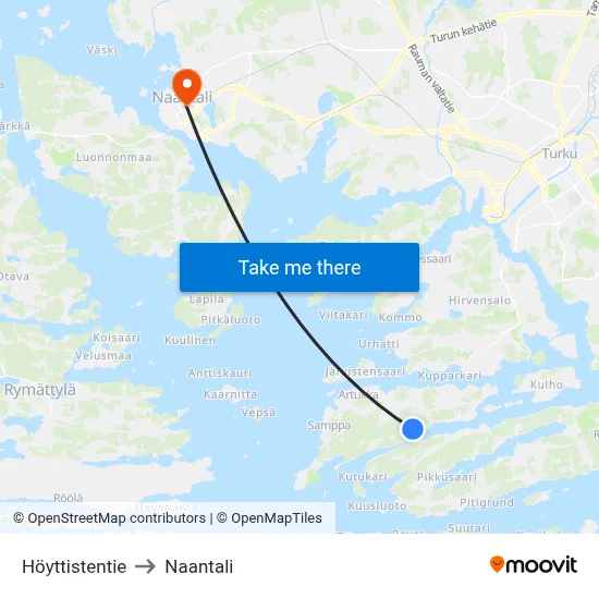 Höyttistentie to Naantali map