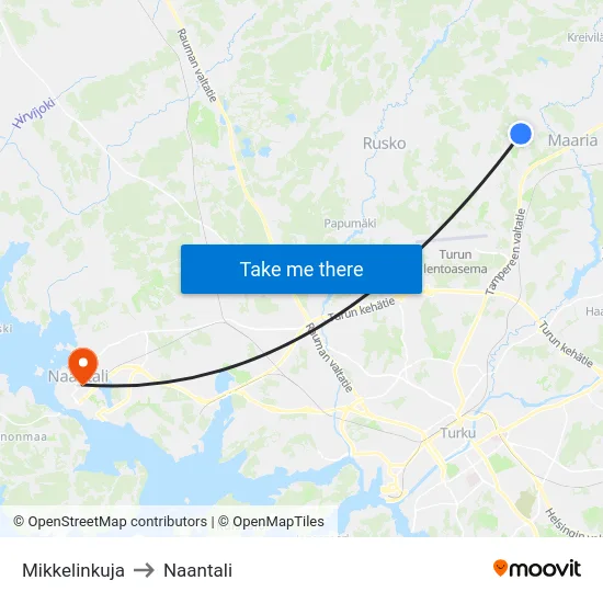 Mikkelinkuja to Naantali map