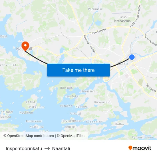 Inspehtoorinkatu to Naantali map