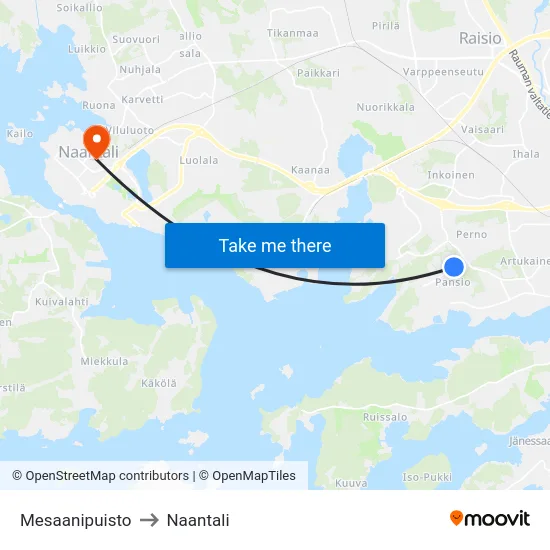 Mesaanipuisto to Naantali map