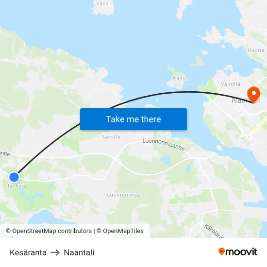 Kesäranta to Naantali map