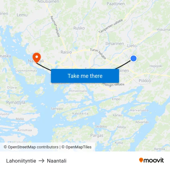 Lahoniityntie to Naantali map