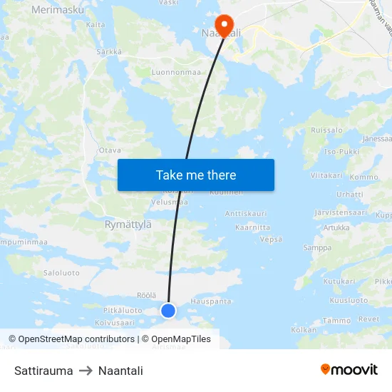 Sattirauma to Naantali map