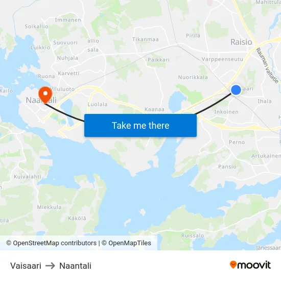Vaisaari to Naantali map