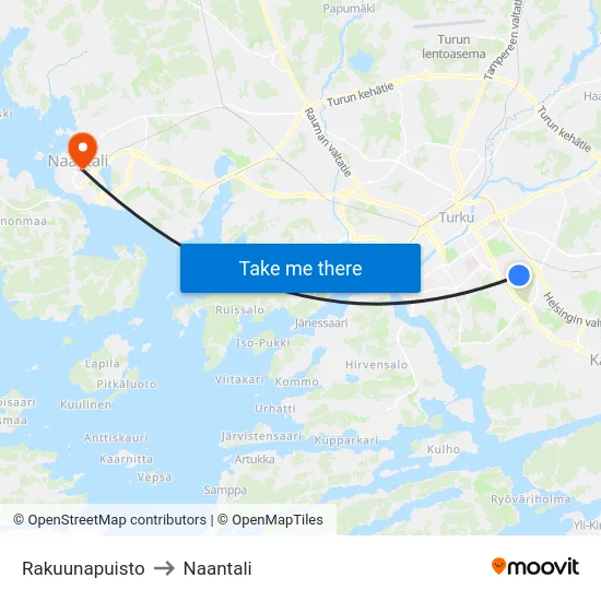 Rakuunapuisto to Naantali map