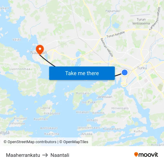 Maaherrankatu to Naantali map