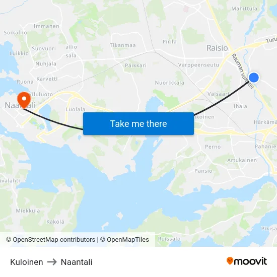 Kuloinen to Naantali map