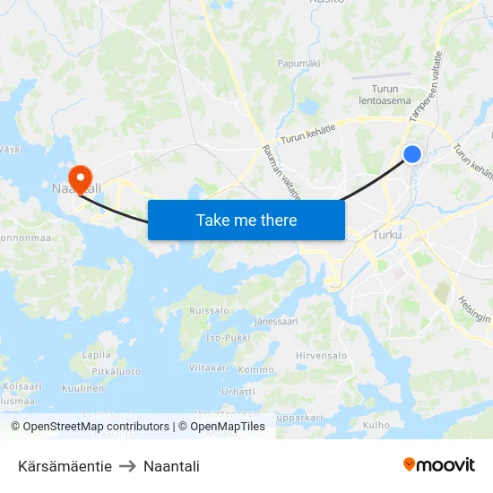 Kärsämäentie to Naantali map