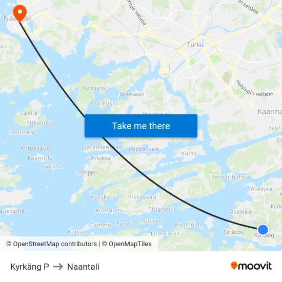 Kyrkäng P to Naantali map