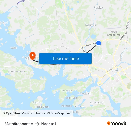 Metsärannantie to Naantali map