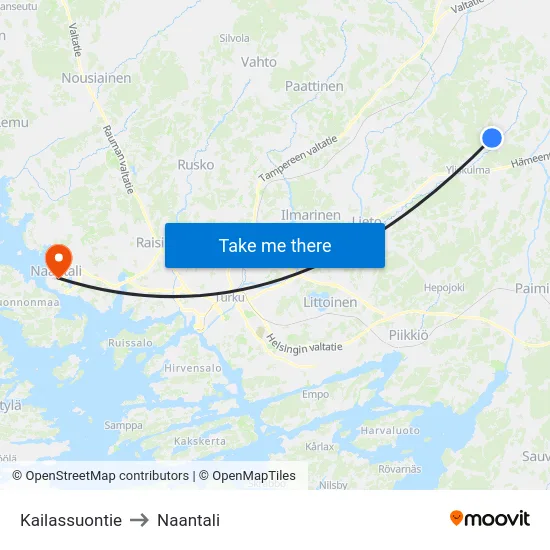 Kailassuontie to Naantali map