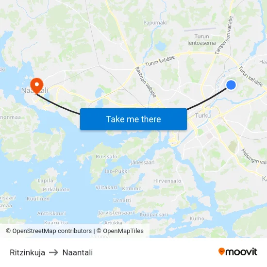 Ritzinkuja to Naantali map