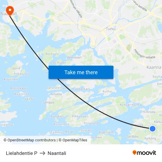 Lielahdentie P to Naantali map