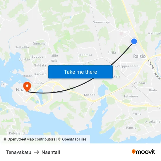 Tenavakatu to Naantali map