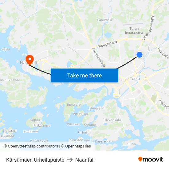 Kärsämäen Urheilupuisto to Naantali map
