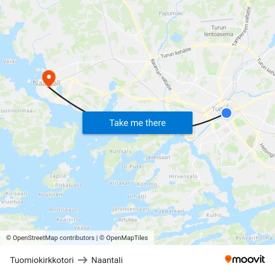 Tuomiokirkkotori to Naantali map