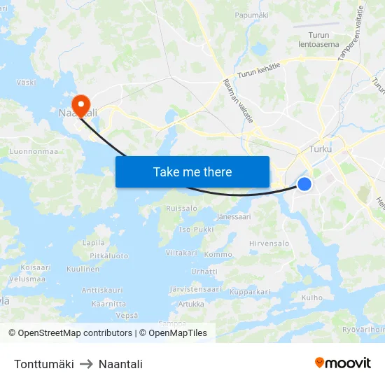 Tonttumäki to Naantali map