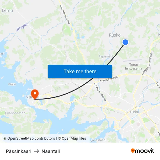 Pässinkaari to Naantali map