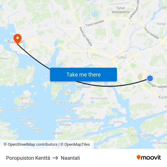 Poropuiston Kenttä to Naantali map