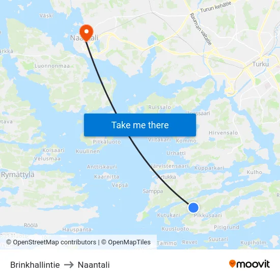 Brinkhallintie to Naantali map