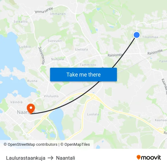 Laulurastaankuja to Naantali map