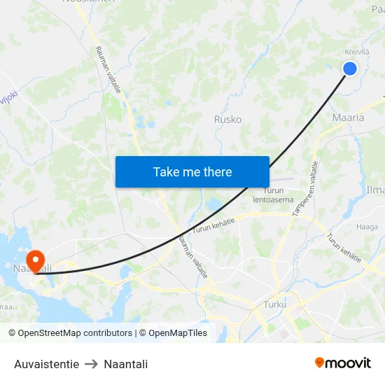 Auvaistentie to Naantali map