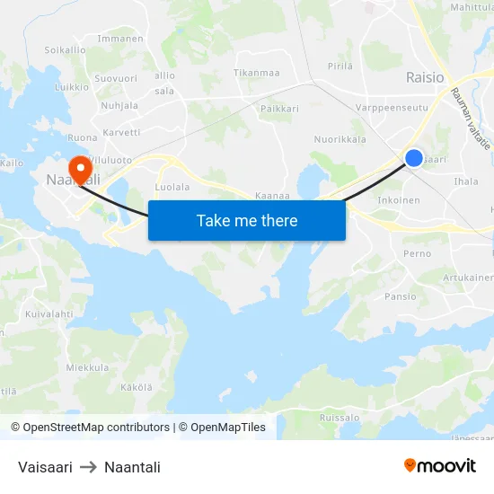 Vaisaari to Naantali map