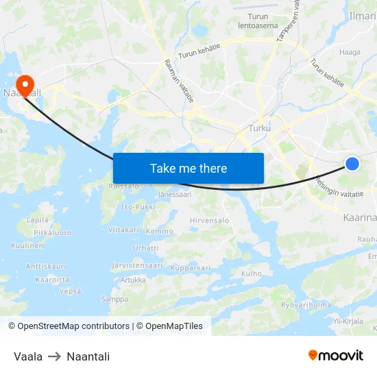 Vaala to Naantali map