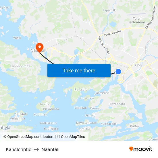 Kanslerintie to Naantali map