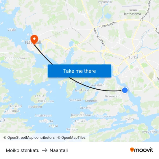 Moikoistenkatu to Naantali map