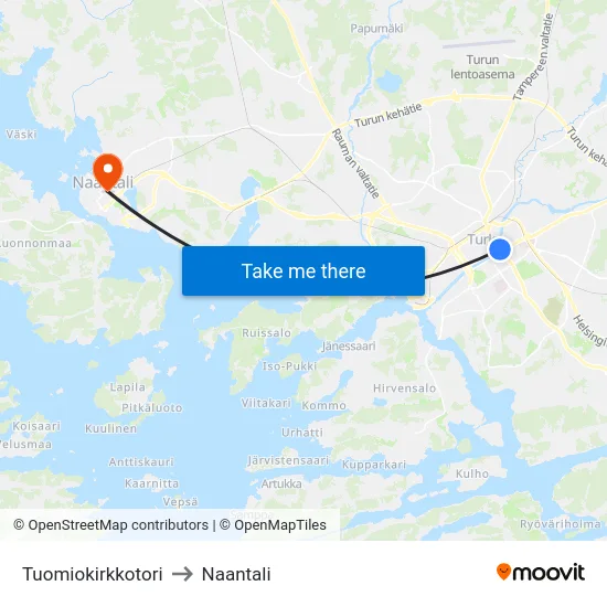 Tuomiokirkkotori to Naantali map