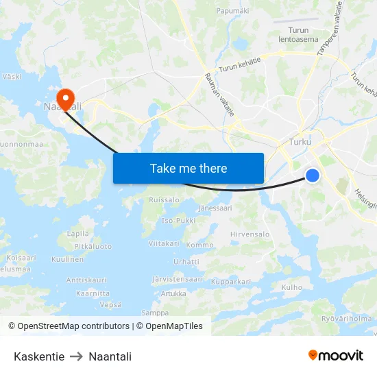 Kaskentie to Naantali map