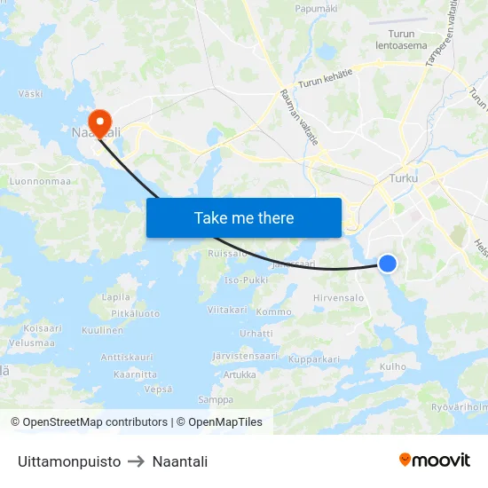Uittamonpuisto to Naantali map