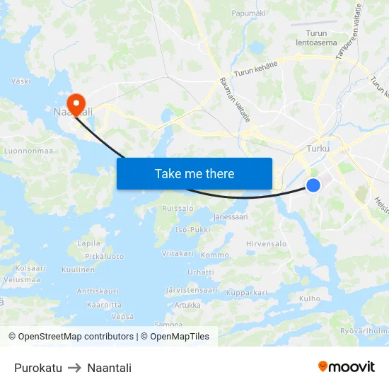 Purokatu to Naantali map
