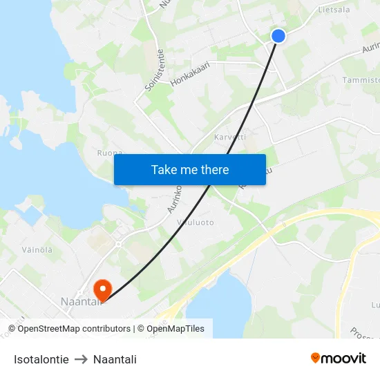 Isotalontie to Naantali map