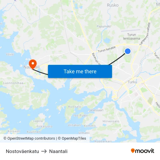 Nostoväenkatu to Naantali map