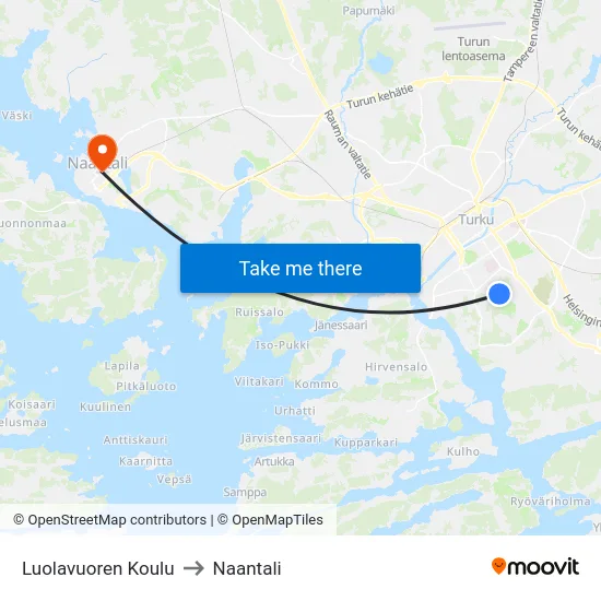 Luolavuoren Koulu to Naantali map