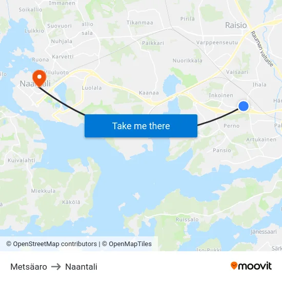 Metsäaro to Naantali map