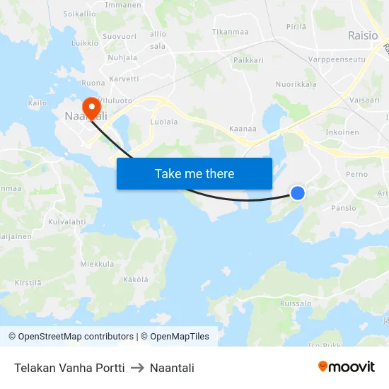 Telakan Vanha Portti to Naantali map