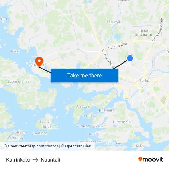 Karrinkatu to Naantali map