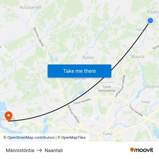 Männistöntie to Naantali map