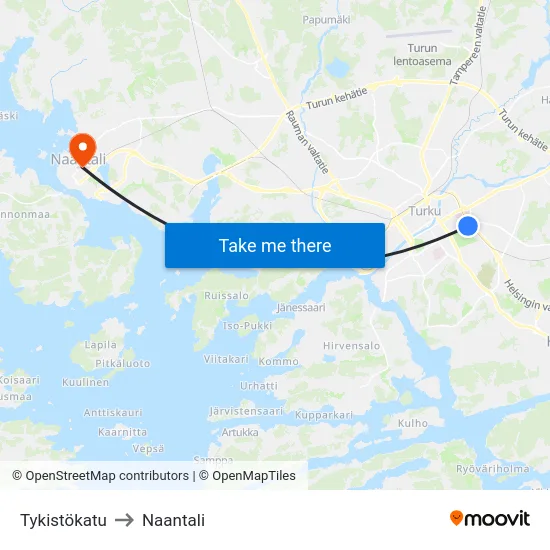 Tykistökatu [Kupittaan As.] to Naantali map