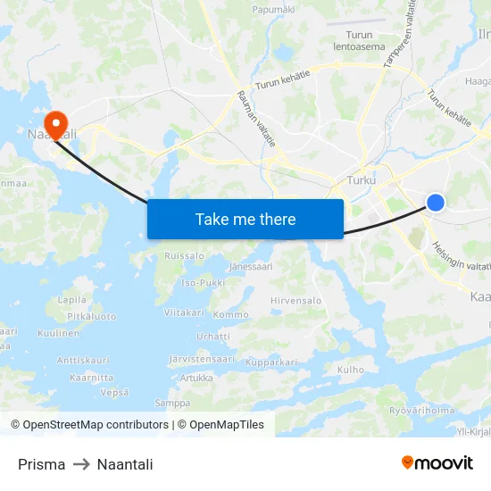 Prisma to Naantali map