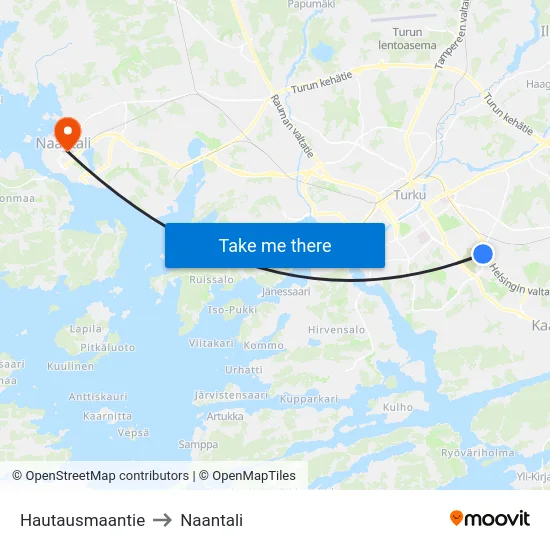 Hautausmaantie to Naantali map